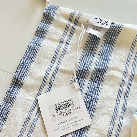 Serena and Lily Costa Nova Pillow Cover 24x24 and 14x40 French Blue *Brand New* - Picture 3 of 6